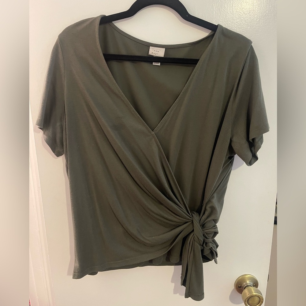 A New Day - Olive Green Wrap Top (target)